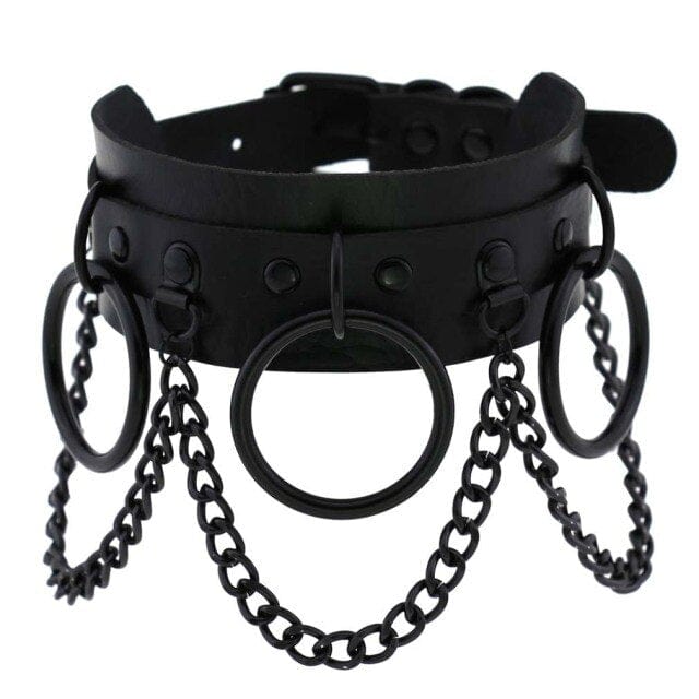 Erotic Sexy Leather Bondage Harness Strap of Punk Choker Collar with Metal Chain for Women Fetish Cosplay Goth Jewelry Accessory - OhSaucy