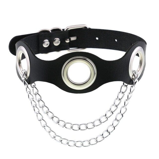 Erotic Sexy Leather Bondage Harness Strap of Punk Choker Collar with Metal Chain for Women Fetish Cosplay Goth Jewelry Accessory - OhSaucy