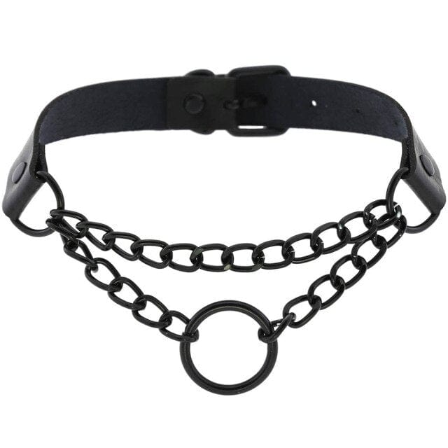 Erotic Sexy Leather Bondage Harness Strap of Punk Choker Collar with Metal Chain for Women Fetish Cosplay Goth Jewelry Accessory - OhSaucy