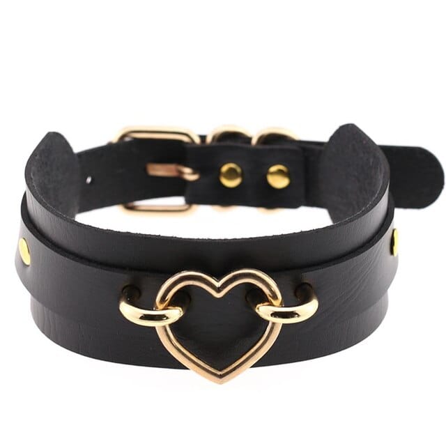 Erotic Accessories Women Pu Leather Metal Choker Heart Bondage Neck Collar Women Jewelry Punk Sexy Neck Lace Club Party XL6 - OhSaucy
