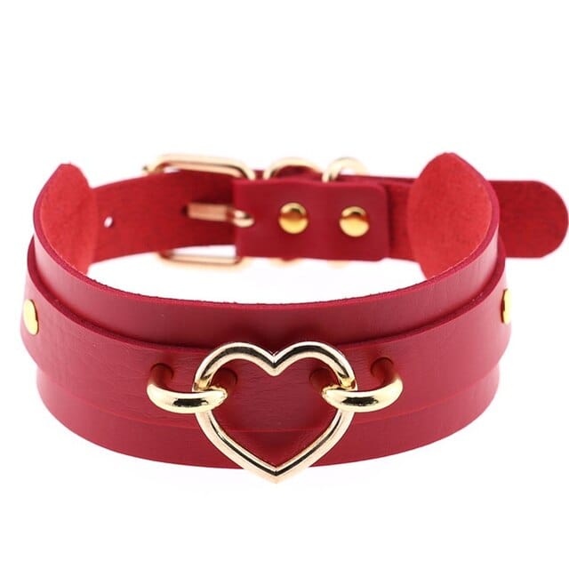 Erotic Accessories Women Pu Leather Metal Choker Heart Bondage Neck Collar Women Jewelry Punk Sexy Neck Lace Club Party XL6 - OhSaucy