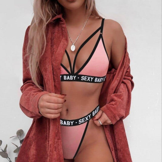 Bikini Set Women's Sexy Sports Underwear Set Bandage Premium Quality Push Up Bra Thong Panties - OhSaucy