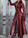 Oh Saucy Coats & Jackets wine red / 4XL Long | Vintage Style | Faux Leather Coat