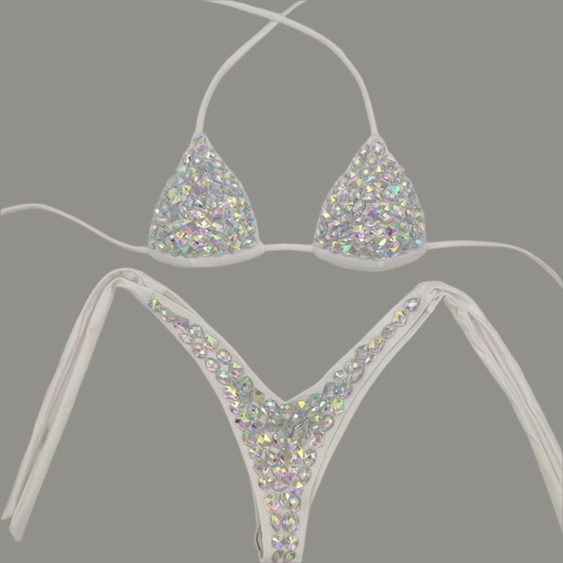 white rhinestone bikini set diamond swimwear sexy women bathing suit new style bling stones beachwear - OhSaucy