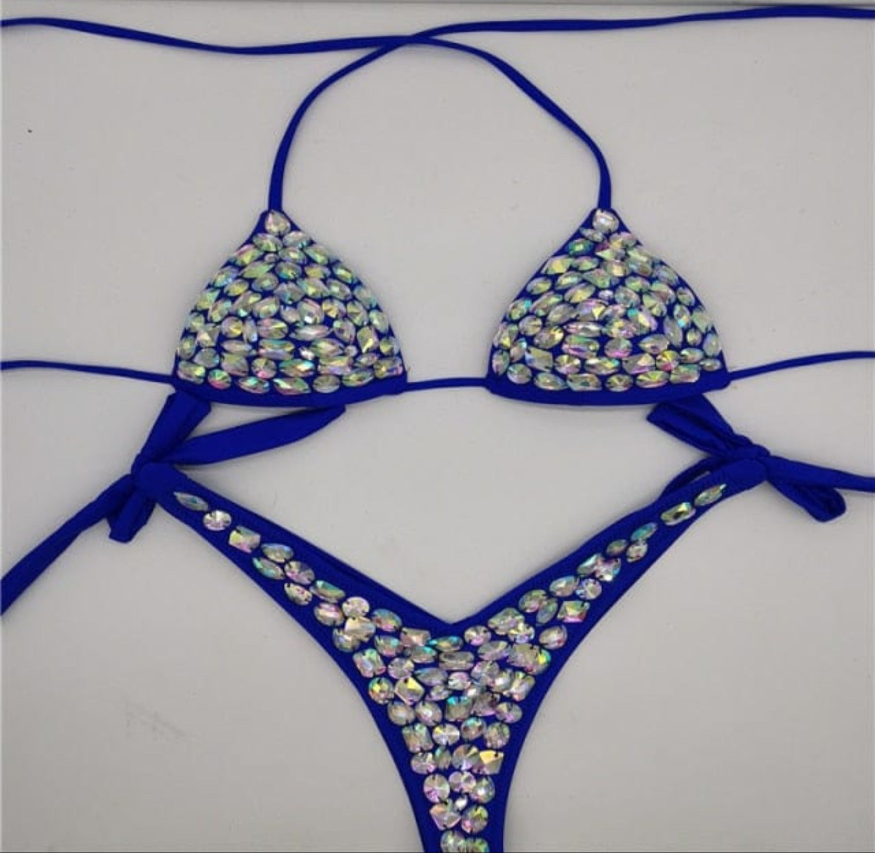 blue rhinestone bikini set diamond swimwear sexy women bathing suit new style bling stones beachwear - OhSaucy