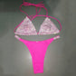 Luxury Bling Rhinestone Bikini Sliver Set 2020 Crystal Diamond Sexy Women Swimsuit Halter Push Up Bandage Swimwear Bikini Set - OhSaucy
