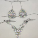 vacation rhinestone bikini set diamond swimwear sexy women bathing suit new style bling stones beachwear - OhSaucy