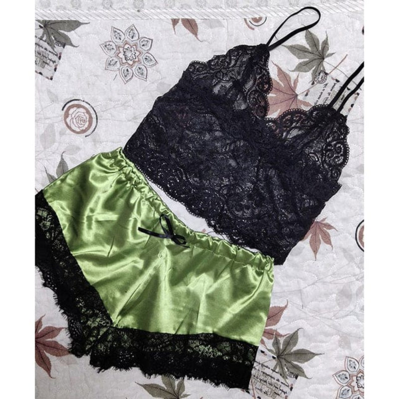 Oh Saucy Sleepwear & Loungewear Light Green / L Luxury Womens Sexy Lace Sleepwear Lingerie Tops Shorts Babydoll Pajamas