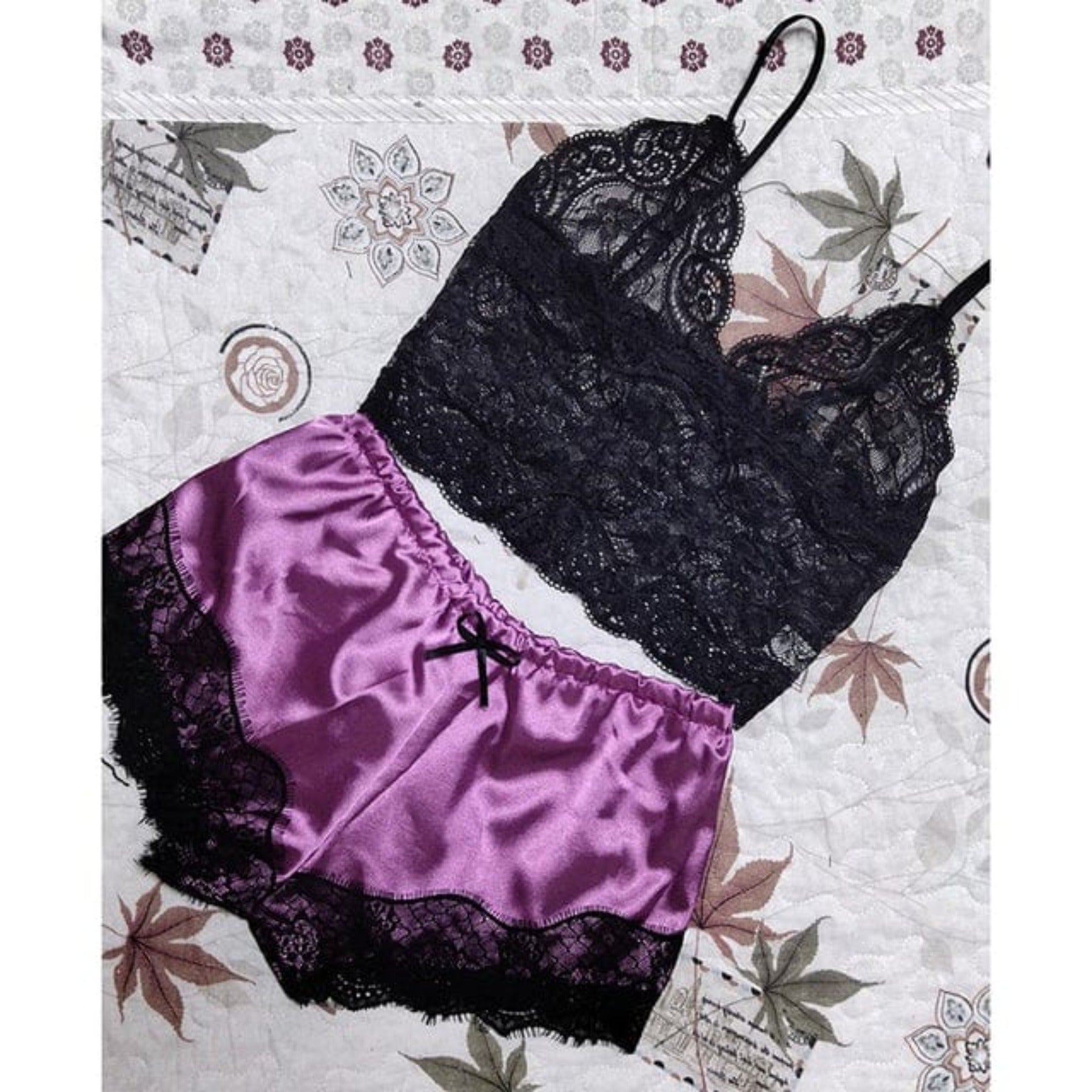 Oh Saucy Sleepwear & Loungewear Light purple / L Luxury Womens Sexy Lace Sleepwear Lingerie Tops Shorts Babydoll Pajamas