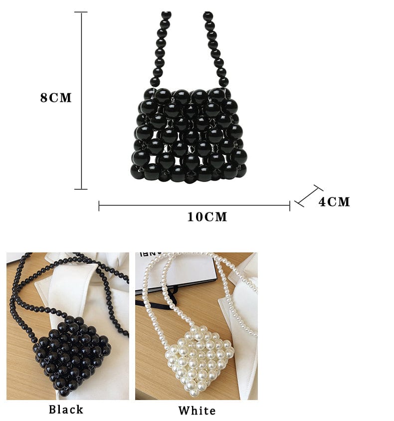 Oh Saucy bag Luxx Queen Hand-Woven Mini Pearl Bag Small Black or White Clear Pearl