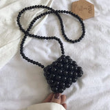 Oh Saucy bag black / 10cm4cm8cm Luxx Queen Hand-Woven Mini Pearl Bag Small Black or White Clear Pearl