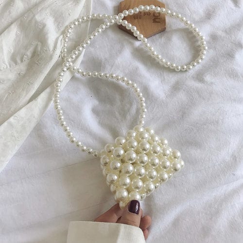 Oh Saucy bag white / 10cm4cm8cm Luxx Queen Hand-Woven Mini Pearl Bag Small Black or White Clear Pearl