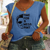 OHS Tshirt Blue / S LyeKitt Womens Time For A Mega Pint Johnny Depp V-Neck Tank Top