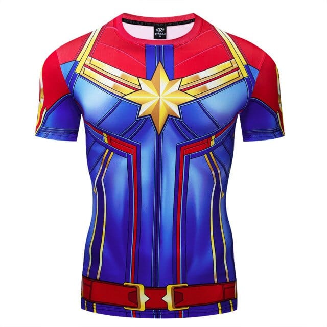 2021 Marvel Shirt Superhero The Avengers Captain Marvel T-shirt Long Sleeves Quick-drying Unisex - OhSaucy