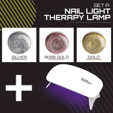 Oh Saucy Beauty & Health B001# SILVER / With Nail Light Therapy Lamp Mirror Metallic Nail  Gel Kit  - PARTIAL  or COMPLETE SETS（1 to 6 PCS）+ Nail Therapy Light Dryer Lamp