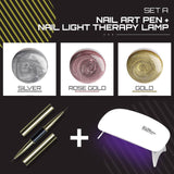 Oh Saucy Beauty & Health B003# ROSE GOLD / Nail Art Pen+Nail Light Therapy Lamp Mirror Metallic Nail  Gel Kit  - PARTIAL  or COMPLETE SETS（1 to 6 PCS）+ Nail Therapy Light Dryer Lamp