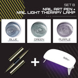 Oh Saucy Beauty & Health B004# BLUE / Nail Art Pen+Nail Light Therapy Lamp Mirror Metallic Nail  Gel Kit  - PARTIAL  or COMPLETE SETS（1 to 6 PCS）+ Nail Therapy Light Dryer Lamp