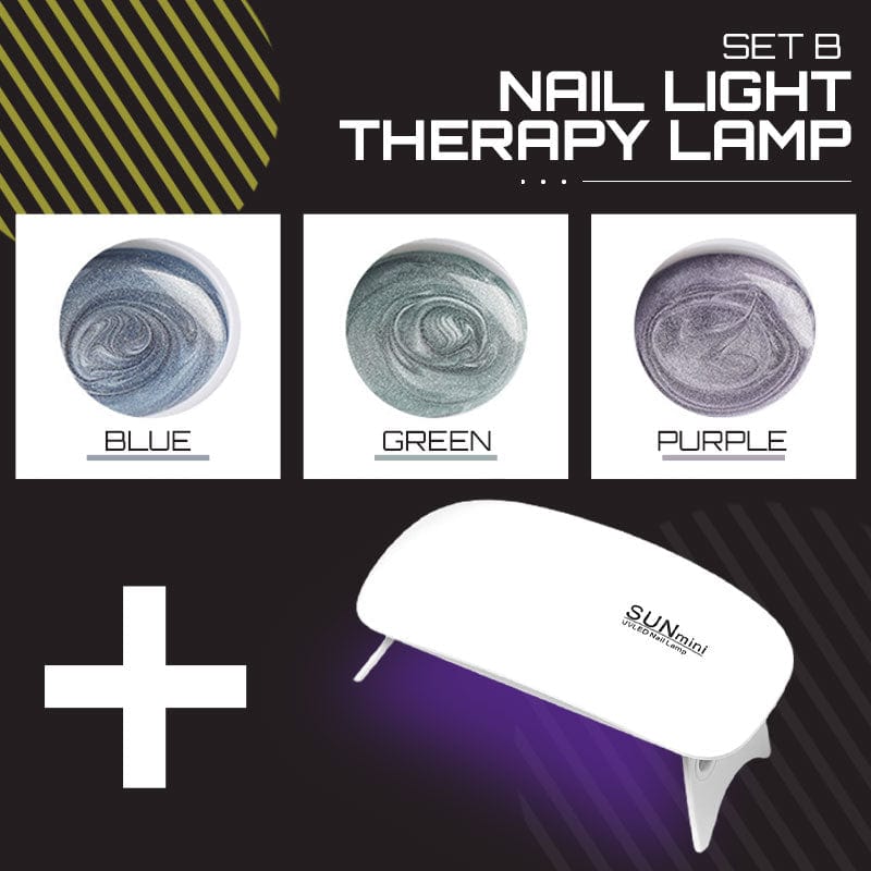 Oh Saucy Beauty & Health B004# BLUE / With Nail Light Therapy Lamp Mirror Metallic Nail  Gel Kit  - PARTIAL  or COMPLETE SETS（1 to 6 PCS）+ Nail Therapy Light Dryer Lamp