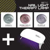 Oh Saucy Beauty & Health B005# GREEN / With Nail Light Therapy Lamp Mirror Metallic Nail  Gel Kit  - PARTIAL  or COMPLETE SETS（1 to 6 PCS）+ Nail Therapy Light Dryer Lamp