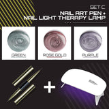 Oh Saucy Beauty & Health B006# PURPLE / Nail Art Pen+Nail Light Therapy Lamp Mirror Metallic Nail  Gel Kit  - PARTIAL  or COMPLETE SETS（1 to 6 PCS）+ Nail Therapy Light Dryer Lamp