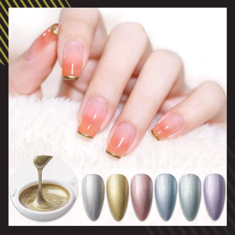 Oh Saucy Beauty & Health Mirror Metallic Nail  Gel Kit  - PARTIAL  or COMPLETE SETS（1 to 6 PCS）+ Nail Therapy Light Dryer Lamp