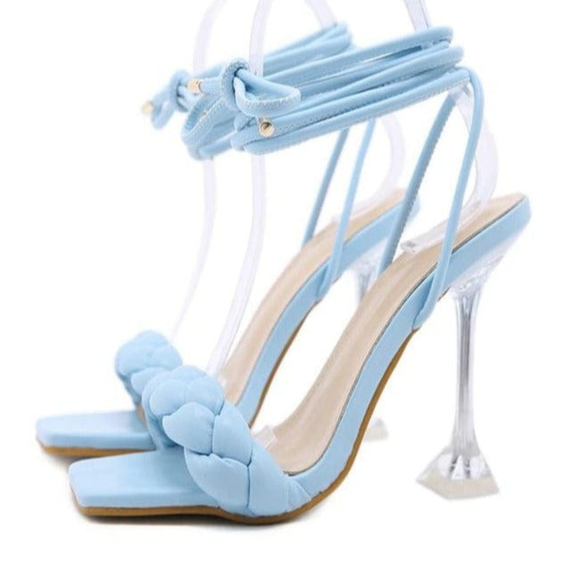 Oh Saucy Blue / 38 New Weave Sandals Transparent High heels Open Toe
