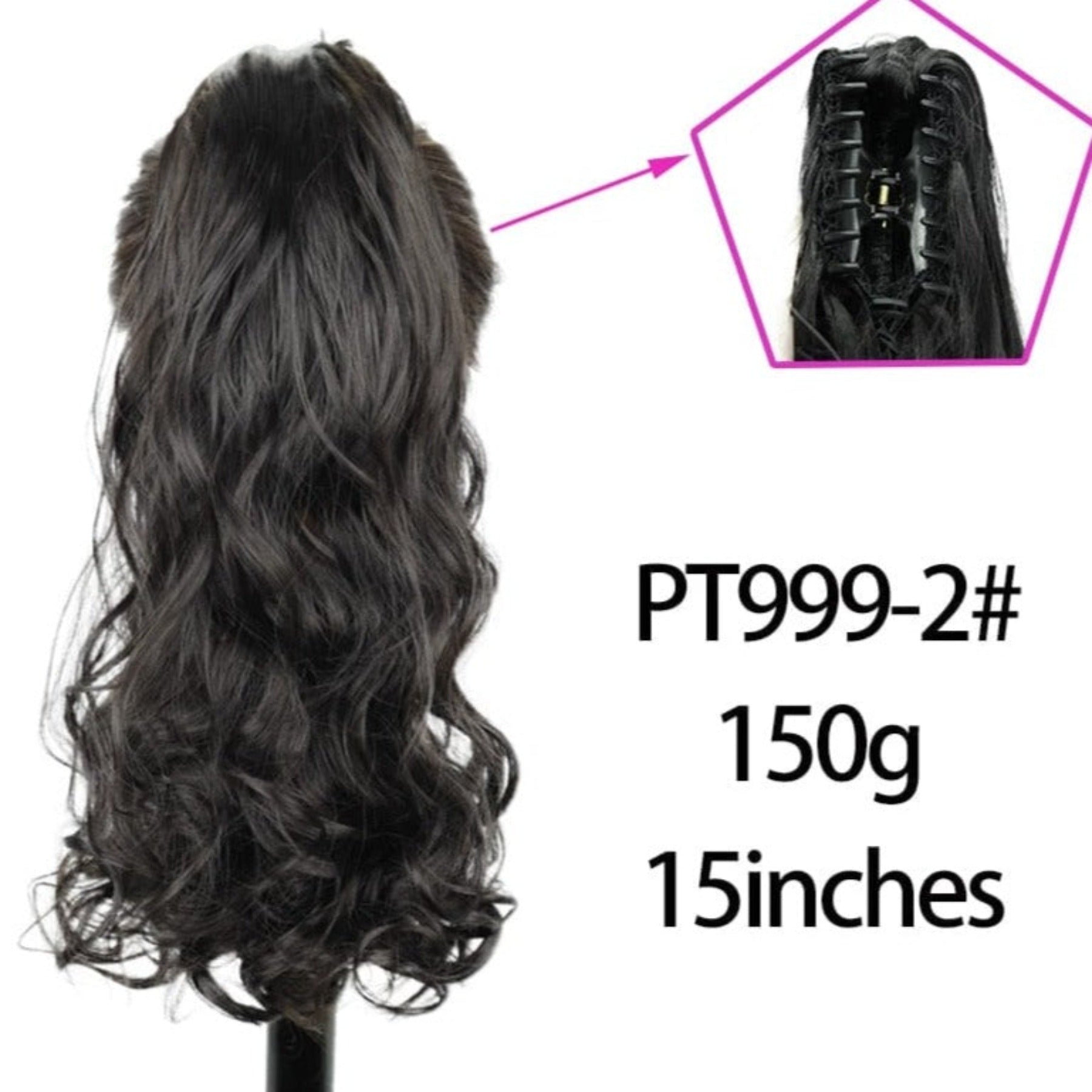 OHS hair 2 3 / 20inches / China Nylah B Synthetic 20 Inch  Fiber Claw Clip Wavy Ponytail Extension Clip-In Hair Wig For Women