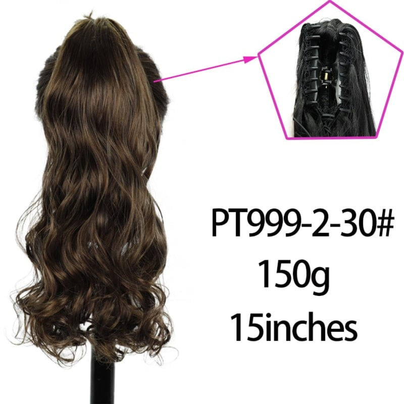 OHS hair 2-30 / 20inches / China Nylah B Synthetic 20 Inch  Fiber Claw Clip Wavy Ponytail Extension Clip-In Hair Wig For Women