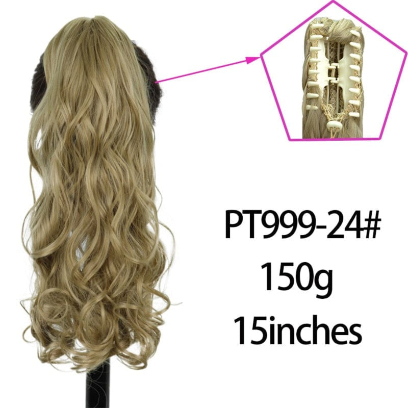 OHS hair 24 1 / 20inches / China Nylah B Synthetic 20 Inch  Fiber Claw Clip Wavy Ponytail Extension Clip-In Hair Wig For Women