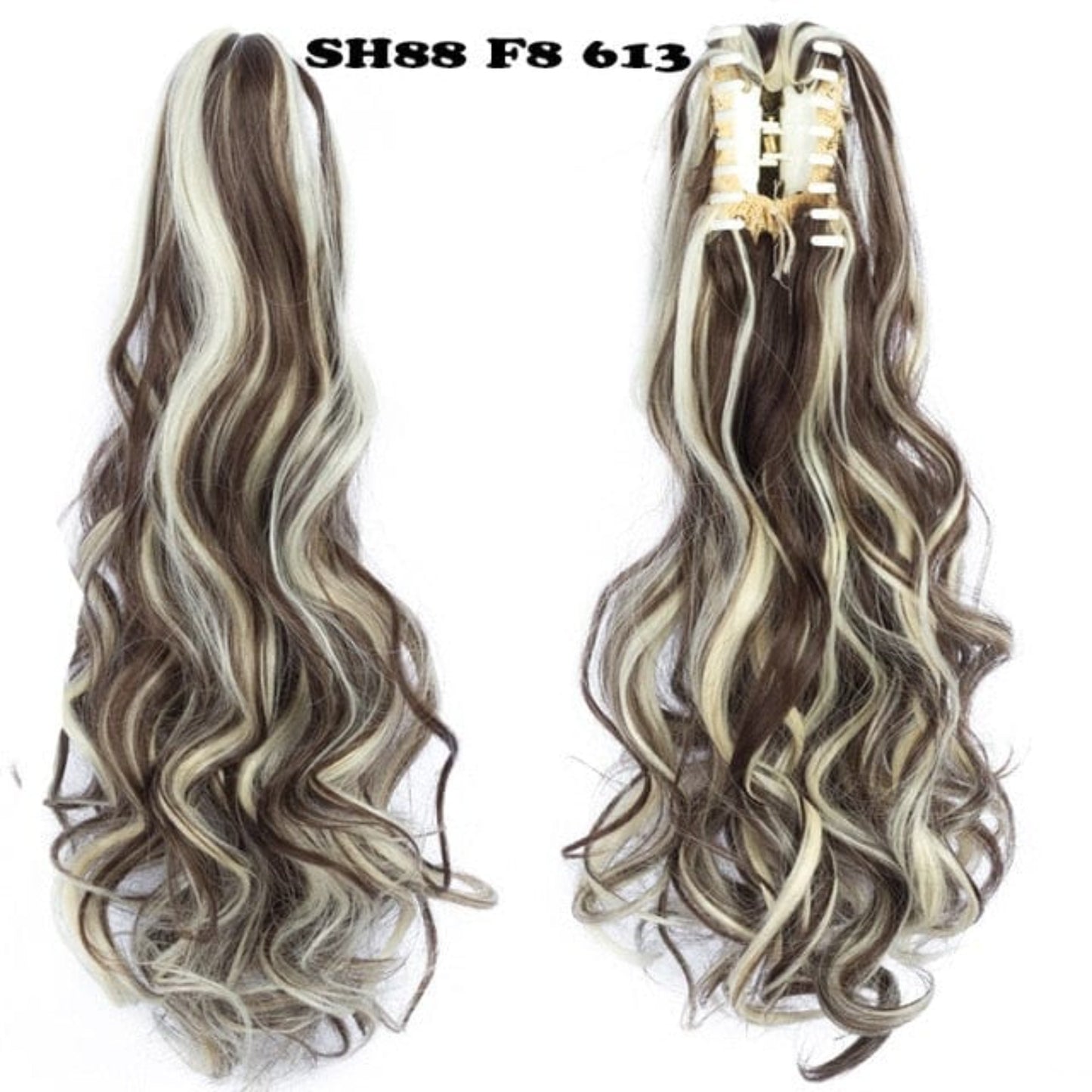 OHS hair F8-613 / 20inches / China Nylah B Synthetic 20 Inch  Fiber Claw Clip Wavy Ponytail Extension Clip-In Hair Wig For Women