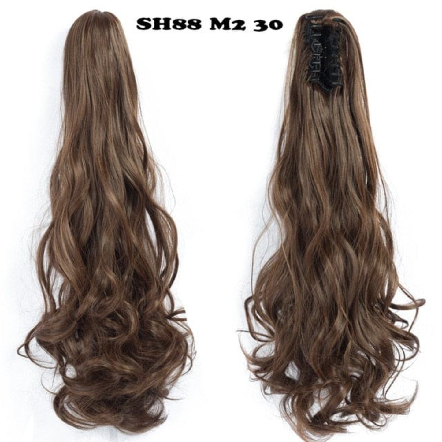 OHS hair M2-30 / 20inches / China Nylah B Synthetic 20 Inch  Fiber Claw Clip Wavy Ponytail Extension Clip-In Hair Wig For Women