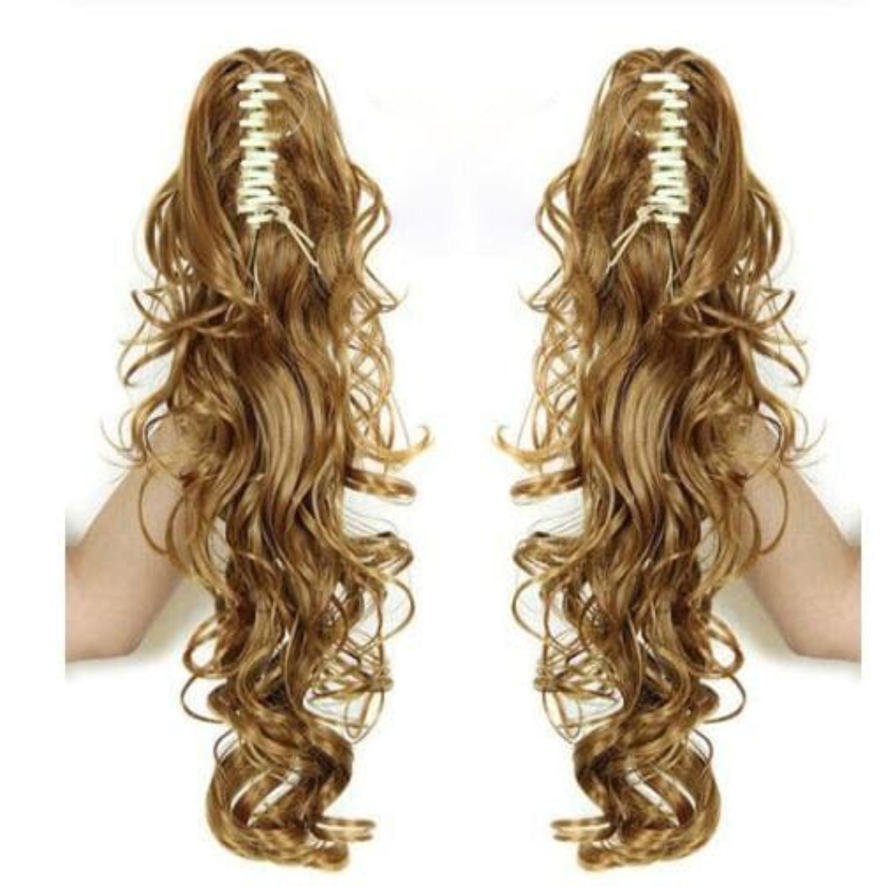 OHS hair PT020-27B / 20inches / China Nylah B Synthetic 20 Inch  Fiber Claw Clip Wavy Ponytail Extension Clip-In Hair Wig For Women