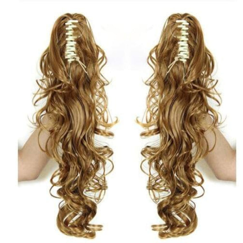 OHS hair PT020-27B / 20inches / China Nylah B Synthetic 20 Inch  Fiber Claw Clip Wavy Ponytail Extension Clip-In Hair Wig For Women