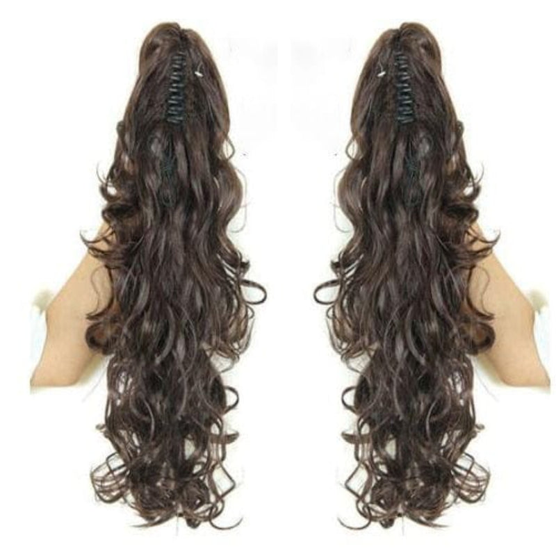 OHS hair PT020-4 / 20inches / China Nylah B Synthetic 20 Inch  Fiber Claw Clip Wavy Ponytail Extension Clip-In Hair Wig For Women