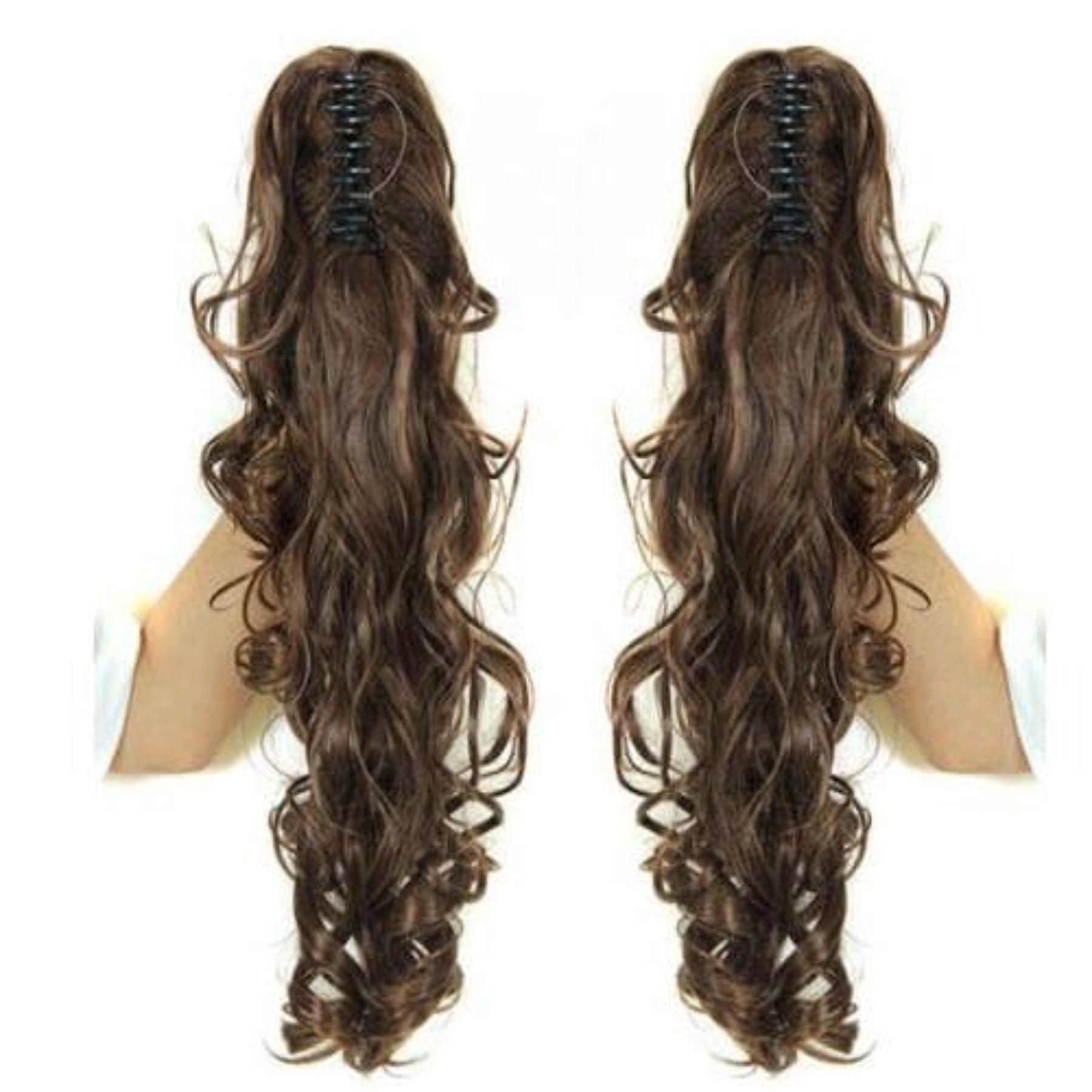 OHS hair PT020-M2-30 / 20inches / China Nylah B Synthetic 20 Inch  Fiber Claw Clip Wavy Ponytail Extension Clip-In Hair Wig For Women