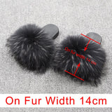 OHS sliders Rac Black 14cm / US 5 / China "NylahNY" 14cm Wider Fit - Fur Women Shoes Sandals - Real Raccoon Fur Slippers Sliders