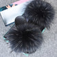 OHS sliders "NylahNY" 14cm Wider Fit - Fur Women Shoes Sandals - Real Raccoon Fur Slippers Sliders