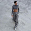 OHS pants Gray / S "NylahNY" Baggy Hip Hop Grey Cargo Pants Big Pockets Loose Wide Leg Pants