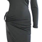 Oh Saucy Dresses black / XL OH Saucy Editors Choice | One Shoulder Long Sleeve Hollow Out High Split | Metal Ring Clubwear Dress |  Irregular Bodycon Party Midi Dress