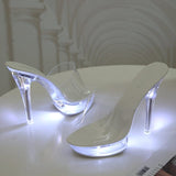 Oh Saucy Shoes slippers A / 37 Oh Saucy Queen Bee 13CM Stiletto LED Glowing Transparent Shoes Size 34-43