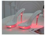 Oh Saucy Shoes slippers C / 34 Oh Saucy Queen Bee 13CM Stiletto LED Glowing Transparent Shoes Size 34-43
