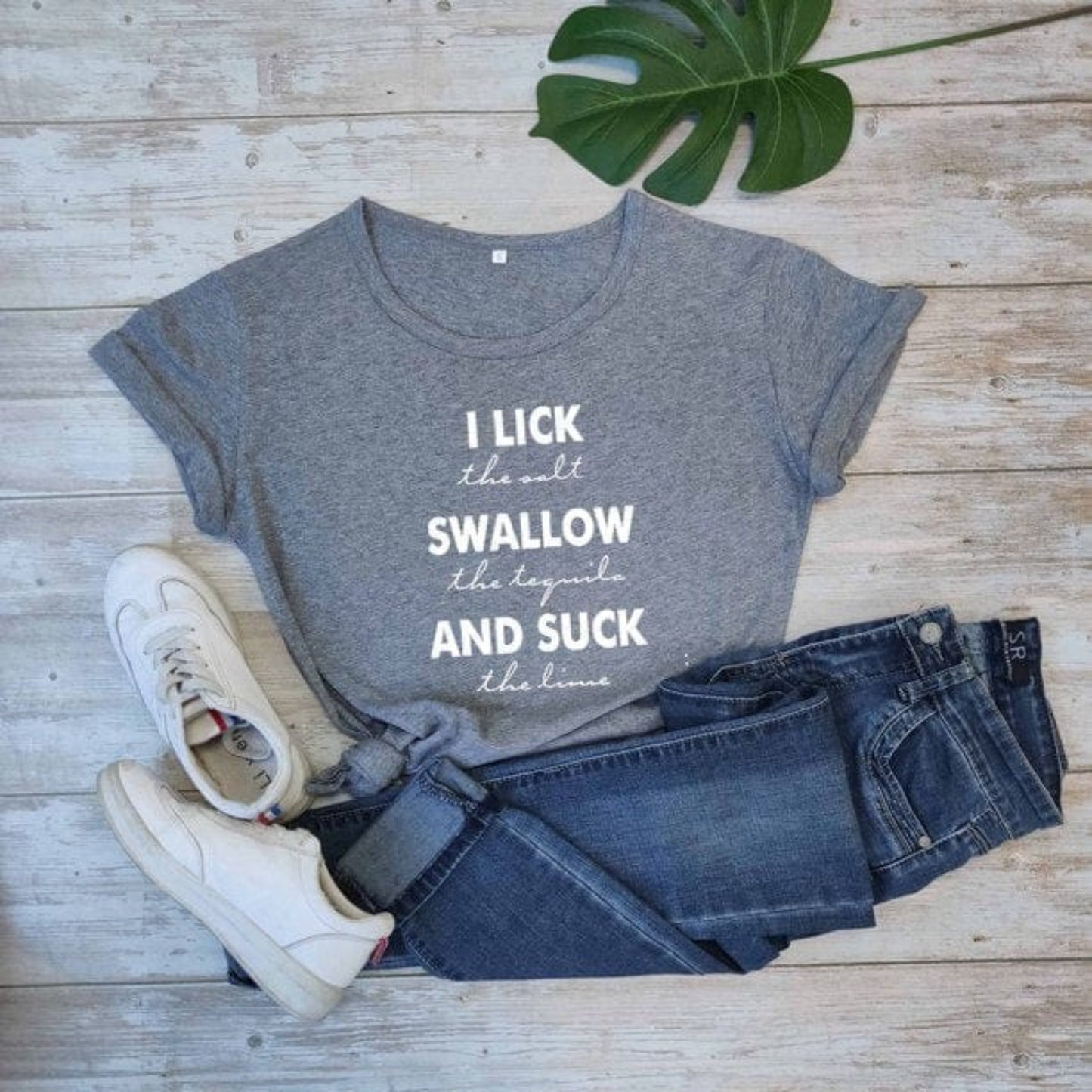 Lick the salt swallow tequila t shirt pure cotton casual funny slogan quote vintage party grunge tumblr hipster tees girl tops - OhSaucy