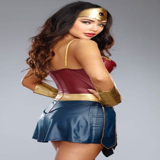 OhSaucy Apparel & Accessories Only Bodysuit / L OhSaucy Commissioned Wonder Woman Cosplay Costume | PU Leather Bodysuit | Superhero Fancy Dress