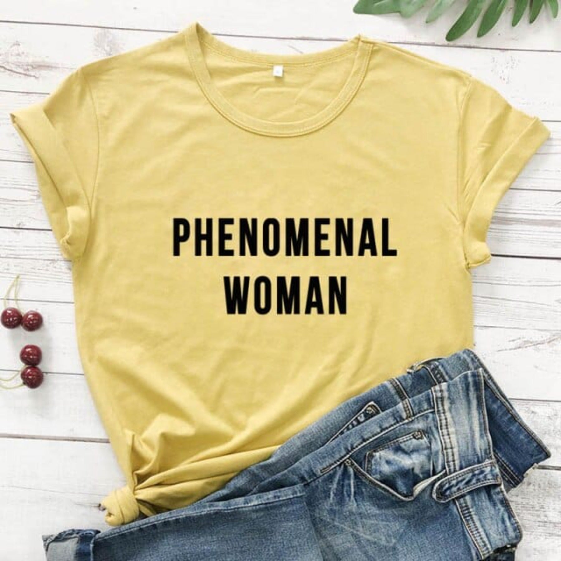 PHENOMENAL WOMAN Graphic Fashion Clothes T-Shirt Short Sleeve Girl Gray Tee Casaul Cotton Popular tops Crewneck Slogan Drop ship - OhSaucy