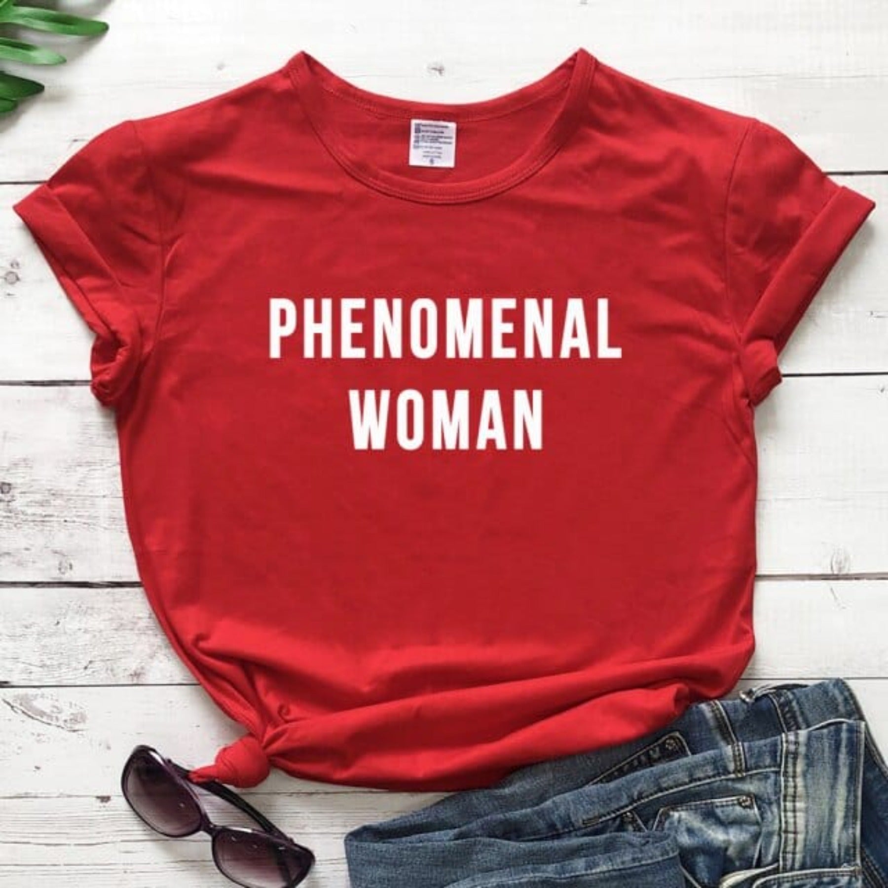 PHENOMENAL WOMAN Graphic Fashion Clothes T-Shirt Short Sleeve Girl Gray Tee Casaul Cotton Popular tops Crewneck Slogan Drop ship - OhSaucy