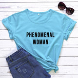 PHENOMENAL WOMAN Graphic Fashion Clothes T-Shirt Short Sleeve Girl Gray Tee Casaul Cotton Popular tops Crewneck Slogan Drop ship - OhSaucy