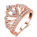 Oh Saucy Rings 6 / Rose Gold Quality - Luxury Crown Ring Sterling Silver with Gold Plating Cubic Zirconia - Bridal Accessories