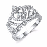 Oh Saucy Rings 8 / White Gold Quality - Luxury Crown Ring Sterling Silver with Gold Plating Cubic Zirconia - Bridal Accessories