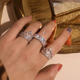 Oh Saucy Rings Quality - Luxury Crown Ring Sterling Silver with Gold Plating Cubic Zirconia - Bridal Accessories
