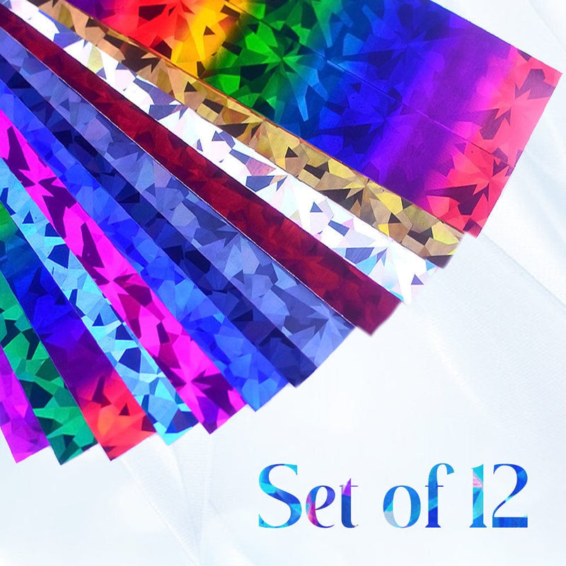 Oh Saucy 12.97 Set of 12 💰 $1.1 Each paper Reflective Mosaic Nail Art Transfer Foils (Set of 12)
